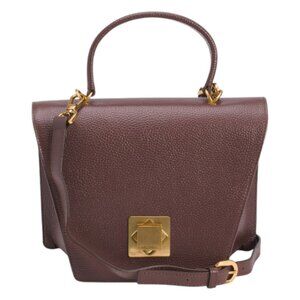 ARCADIA Made In Italy Leather Asymmetrical Geometric Satchel